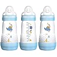 MAM 9oz Easy Start Anti-Colic Baby Bottles, Medium Flow, Breastfeeding-Like Silicone Nipple Bottle, Reduces Colic, Gas, & Reflux, Easy-to-Clean, BPA-Free, Colors May Vary