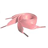 Pink Flat Satin Ribbon Shoelaces, Shoe Laces For Kids, Youths & Women's Trainers, Sneakers (65cm or 25.5