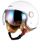 Open Face Motorcycle Helmet with Visor, 3/4 Retro