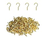 RELBRO 100 Pcs Small Screw Hooks, 1/2 Inch Gold