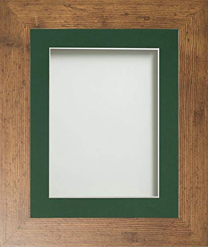 Frame Company Watson Range Rustic 8x8 inch Picture Photo Frame with Bottle Green Mount for Image 5x5 inch *Choice of Sizes* Fitted with Real Glass — image 1