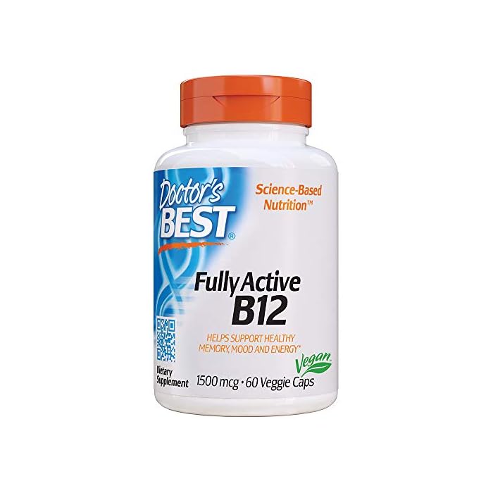 Doctor's Best Fully Active B12 1500 mcg, Non-GMO, Vegan, Gluten Free, Supports Healthy Memory, Mood and Circulation, 60…