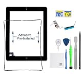 Fixcracked Touch Screen Replacement Parts Digitizer Glass Assembly for Ipad 2 + WIFI Antenna Cable and Professional Tool Kit(Black)