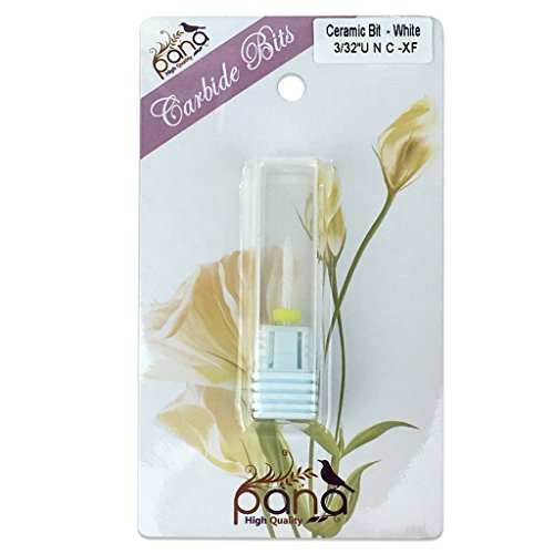 Pana (Grit: XF EXTRA FINE) Professional USA Ceramic White Under Nail Cleaner Bit Nail Drill 3/32" Shank Size