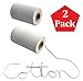White Cotton Twine - 600 Feet (2 rolls of 300 ft) of Decorative Light Duty Craft String on Spool for Hanging Pictures, Wrapping Packages, Scrapbooking, and Tying Soaps