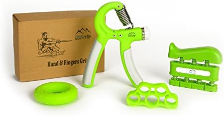 Hand Grip Strengthener Forearm Grip Workout Kit - 4 Pack - Adjustable Hand Gripper Resistance Range of 22-88 lbs, Finger Exerciser, Finger Stretcher &amp; Exercise Ring