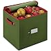 ZOBER Christmas Ornament Storage Box - Stores 64 Ornaments - Non-Woven, Tear-Proof - 3 Inch Cube Compartments - Green