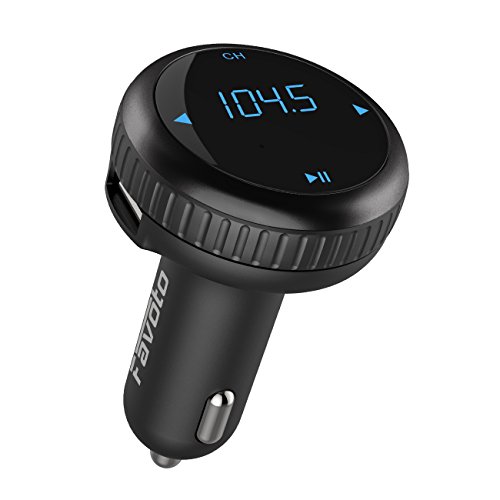 Favoto Bluetooth FM Transmitter with Smart Car Locator Radio Transmitter with AUX Wireless In-car Audio Adapter Transmitter MP3 Player Dual USB Fast Charger Handsfree Call GPS 【Fast Find Car】