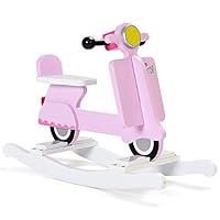 Heize best price Pink Wooden Rocking Horse Kids Ride On Toy Toddler Motorcycle Rocker Chair Flat Seat(U.S. Stock)