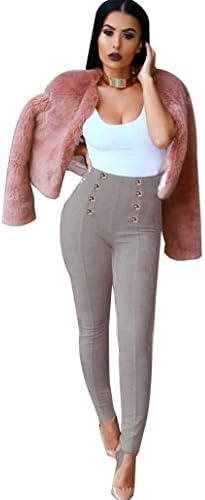DAYSEVENTH Women High Waist Solid Cotton Slim Skinny Trouser Stretchy Jeggings Pencil Pants