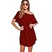 Dreaweet Women's Short Sleeve Loose Casual Solid O-Neck T-Shirt Dress