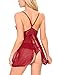 Ababoon Women Sexy Halter Open Back Lingerie Sheer Lace Chemise Backless Sleepwear (XXL, Red)