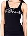 Bride Rhinestone Longer Length Tank (Small, Black)