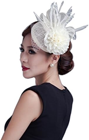 YSJOY Elegant Veil Mesh Feather Fascinator Hat Flower Wedding Party Hat