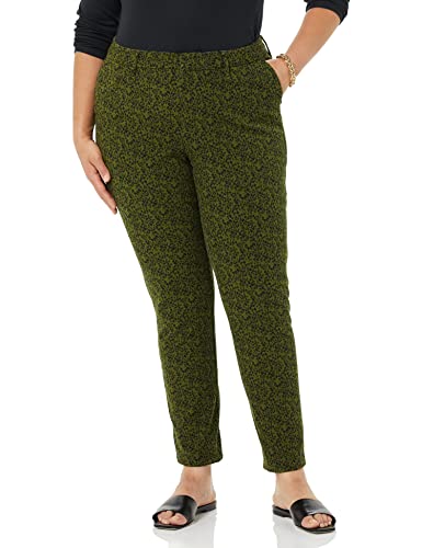 AMAZON ESSENTIALS WOMEN’S BI-STRETCH SKINNY ANKLE PANT (AVAILABLE IN PLUS SIZE), OLIVE ANIMAL PRINT, 34