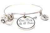 One Day At a Time Adjustable Wire Bangle Charm Bracelet Single Stacker