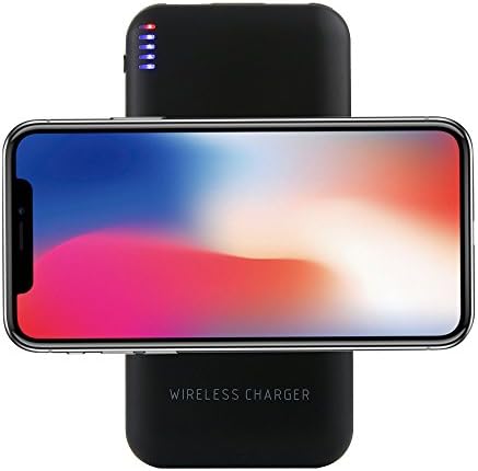 Choosebuy 2 in1 8000mAh External USB Power Bank & Wireless QI Fast Charger Charging For iPhone 8 X/iPhone 8/iPhone 8 Plus/Samsung Galaxy S9/S9 Plus and More (Black)