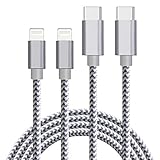 ANDNOVA USB C to Lightning Cable 2 Pack 10FT Extra Long Nylon Braided Charging & Syncing Cord MFi Certified（Use with USB Type C Chargers） Grey