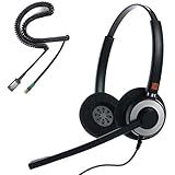 IPD IPH-165 Binaural canceling, Corded Call Center/Office Headset with U10P-S Bottom Cable Works with LG,Yealink SIP,Snom and Panasonic and Other IP Phones