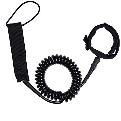 Neolife Coiled Premium Surfboard Leash,Stand Up Paddle Board Leash Ankle Strap Leg Rope with Double Stainless Steel Swivels for Longboard Snowboard Sup Leashes(9Ft Black