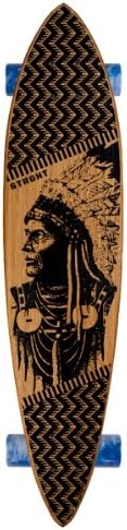 Strght Pin Tail Cruiser Skateboard in Bamboo with Wolves Design (Black, 34 x 7.5-Inch)