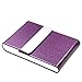Padike PU Leather Business Card Holder for Women Slim Pocket Business Name Card Holder Stainless Steel Business Card Case with Magnetic Shut (Purple)