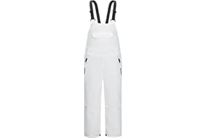 Snow Pants for Kids with Detachable Suspenders Insulated Ski Pants Waterproof Overalls Boys Girls Snowboard Ski Pants, 01-whi
