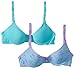 Calvin Klein Big Girls' 2 Pack Molded Underwire Bra, Turquoise/Purple, 36A
