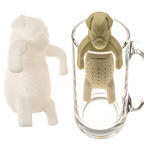 Mr and Miss Pug Silicone Tea Infuser Set of 2 Cute Teacup Strainer Teapot Filter Best for Loose Leaf