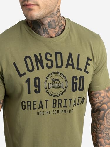 Homme Bangor Double Pack T-Shirt, Black/Olive, Medium