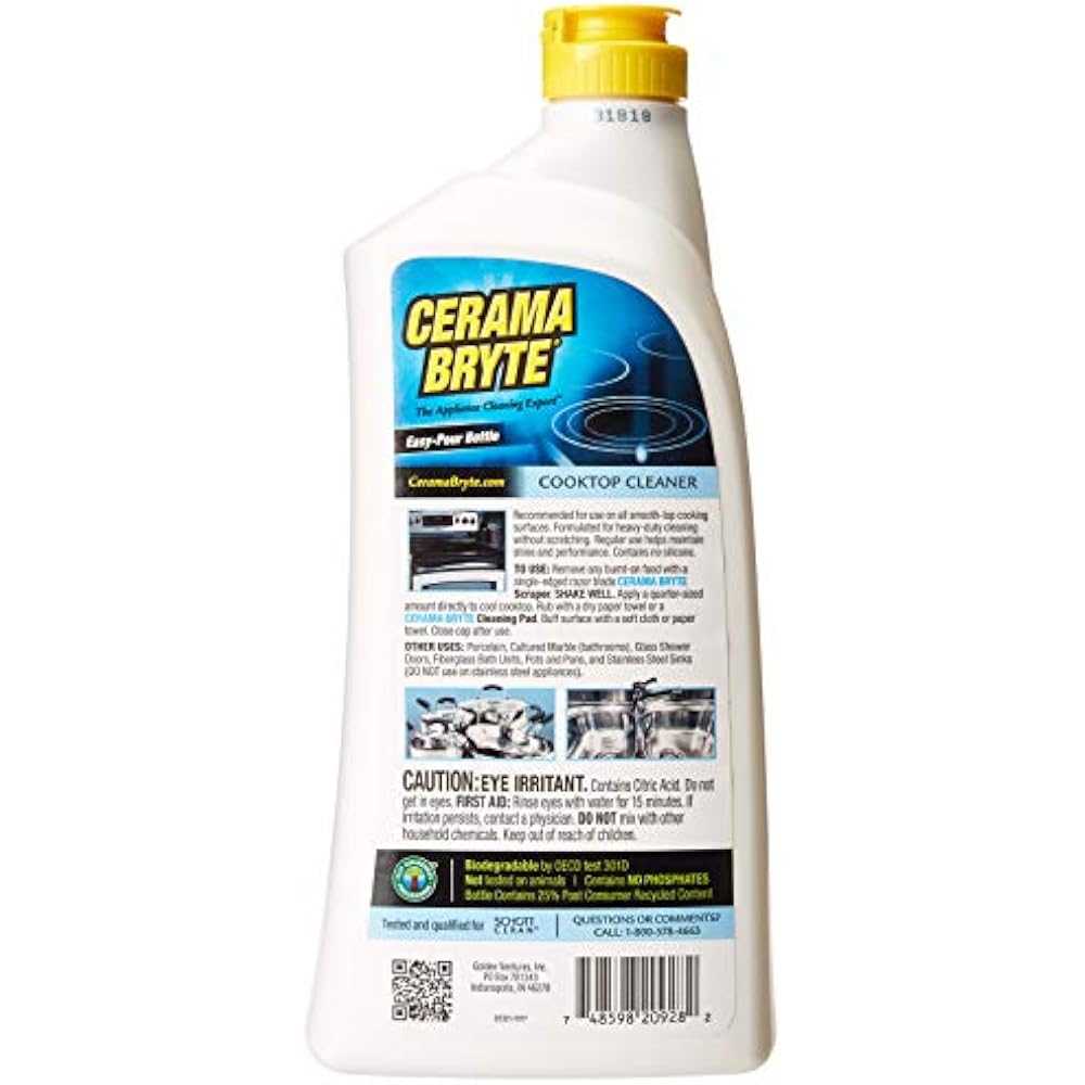 Ceramic Cooktop Cleaner (28 Oz), Scraper And 5 Cleaning Pads Combo Kit