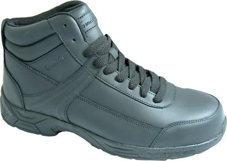 Genuine Grip Footwear Slip-Resistant Athletic Steel Toe Work Boots,Black Leather