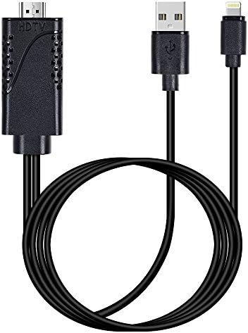 AOKEN Lightning to HDMI Adapter with 1080P Video Audio Output For iPhone, iPad and iPod Models ,Mirror iPhone/iPad Screen to TV/Projector/Monitor,Plug and Play (Black)