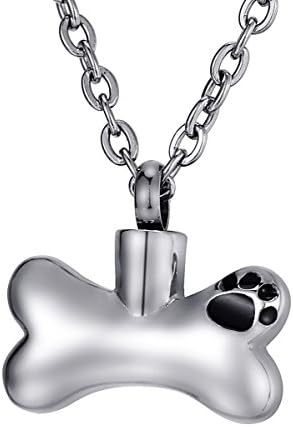 FCZDQ Pet Cremation Jewelry Love Heart Engraved Paw for Dog Cat Urn Pendant Memorial Keepsake Ashes Necklace