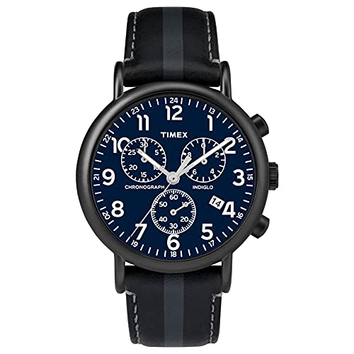 Timex Weekender Chronograph 40mm Watch, Black/Gray Stripe/Blue, TWF3C8400