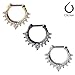 Ruifan 16G Nose Ear Daith Septum Clicker Ring with Clear CZ Gems 316L Surgical Steel 3PCS - Assorted Color 1#