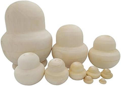 10pcs/set Unpainted DIY Blank Wooden Embryos Russian Nesting Dolls Matryoshka Toy