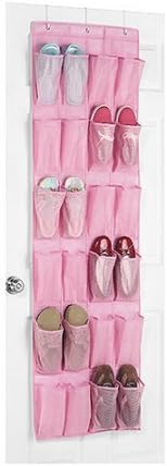 Whitmor 24-Pocket Over-the-Door Shoe Organizer, Pink