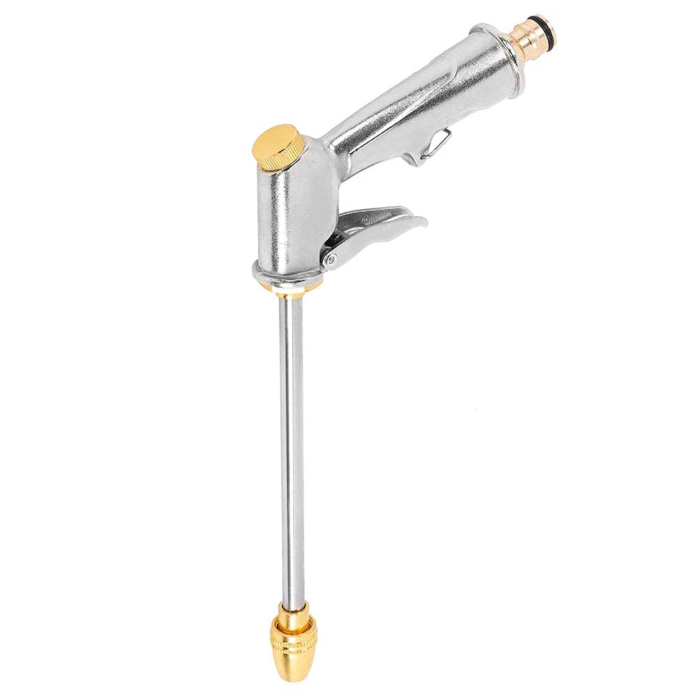 High Pressure Water Spray Gun Long Hose Brass Nozzle Adjustable Car Wash Garden Watering Gun with Rotatable Hose Sprayer Head