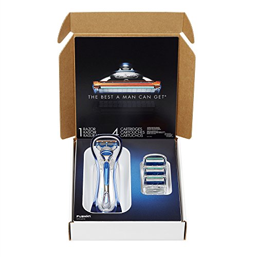 Gillette Fusion Razor Blade Bundle (1 Manual Razor and 4 Razor Blade Refills)
