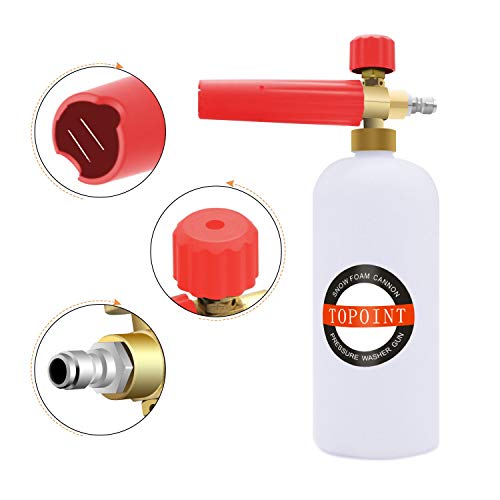 Topoint Foam Cannon Car Wash Mitt and 3 Washer Nozzle, Car Wash Cleaning Kit, 1 Liter Bottle Snow Foam Lance with 1/4" Quick Connector Foam Blaster for Pressure Washer Gun (Style A)