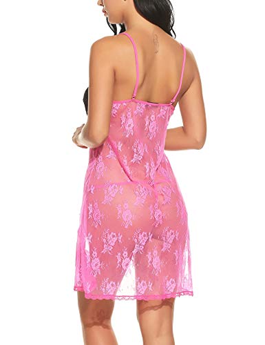 ELOVER Women Sexy Lingerie Floral Lace Babydoll Open Front Sleepwear Nightwear