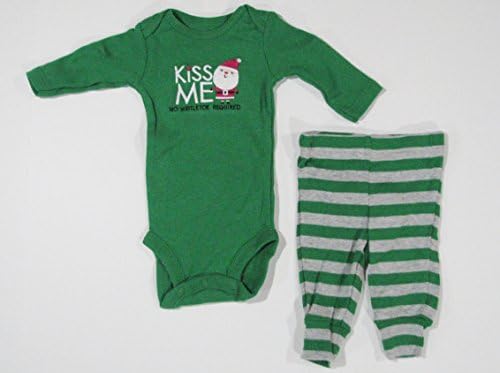 Carter's " Kiss Me" Santa Theme 2-Piece Baby Boy Outfit Size 3 Month