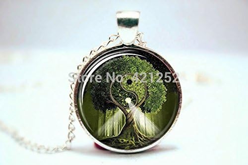 Pretty Lee 2015 Fashion Tree Necklace - Tree Of Life Pendant - Silver Necklace - Yin And Yang Necklace - Picture Jewelry Christmas gift