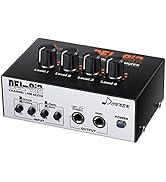Line Mixer 4 Channel, Donner Low-Noise Mini Audio Mixer DC 12V with AC adapter & Stereo/Mono Adju...