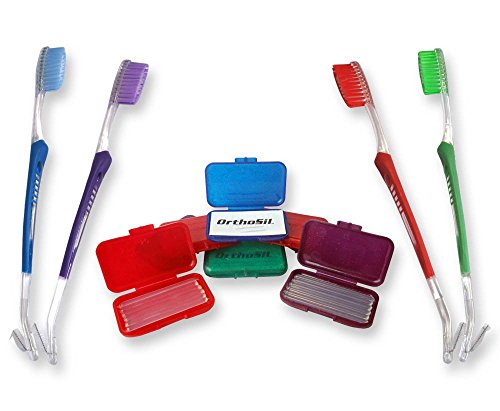 Dental Aesthetics UK Orthosil Silicone Wax & Orthodontic Toothbrush, Double-Ended With Interproximal Brush (Blue)