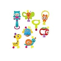 Eaarliyam 8 Baby Rattles Teether Shaker Grab and Spin Rattle Musical Toy Set Early Educational Toys for Baby Infant Newborn Style-C