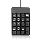 USB Numeric Keypad, Jelly Comb N001 Portable Slim Mini Number Pad for Laptop Desktop Computer PC, Full Size 19 Key, Big Print Letters - Black