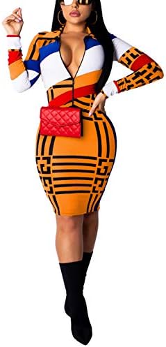 Bluewolfsea Womens Sexy Long Sleeve Front Zipper Bodycon Mini Dress Party Clubwear Racer Checker Outfits