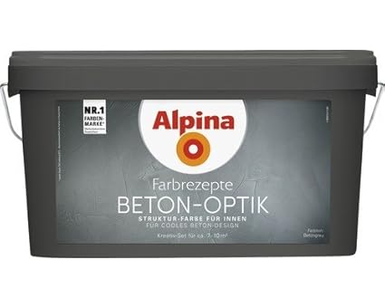 Alpina Farbrezepte BETON ART Komplett-Set: 3 L. Basis, 1 L. Finish, Innenfarbe